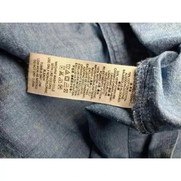 Free People Carolina Chambray Mini Dress denim button down size 6 academia - Picture 10 of 12